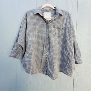 Johnny Was 3J Workshop Plaid Button Down Boxy Contemporary Top